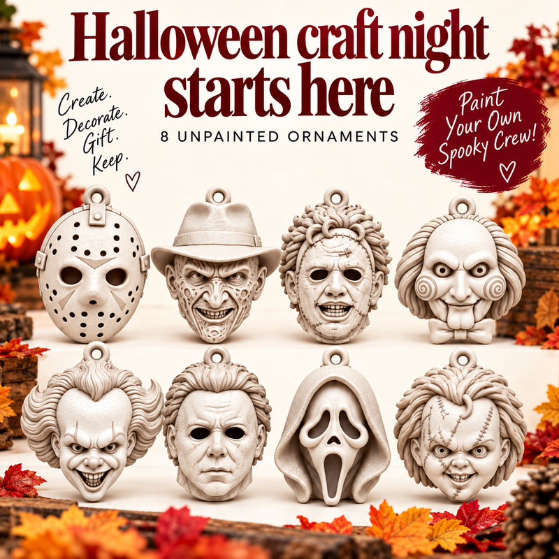 8-Piece DIY Horror Character Ornament & Charm Set