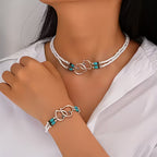 Island Romance Bohemian Beaded Heart Necklace and Bracelet Set product image