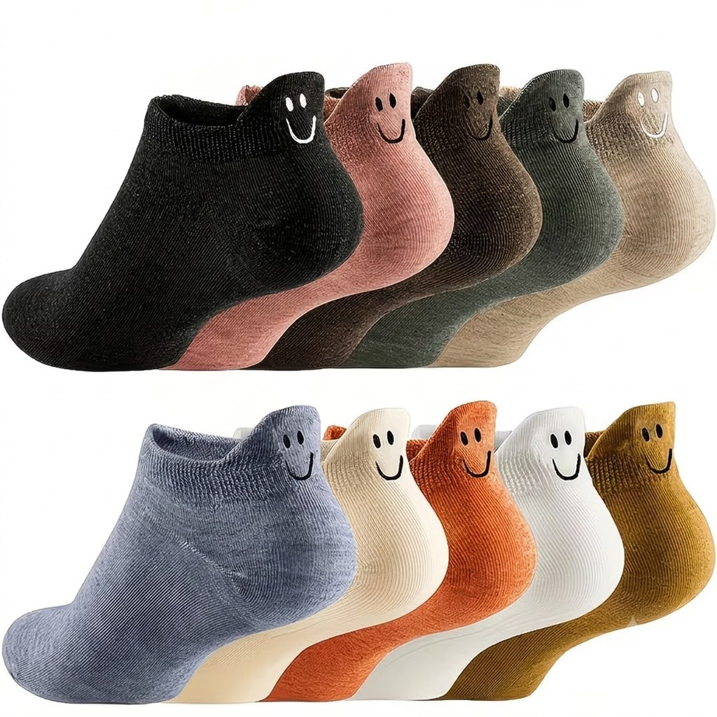Happy Heels: "Smile Back" Low-Cut Ankle Socks (10-Pair Pack)