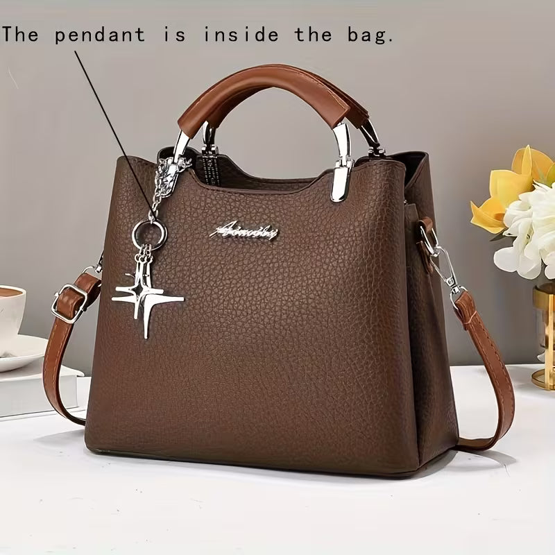 Modern Two-Tone Commuter Satchel - Brown variant