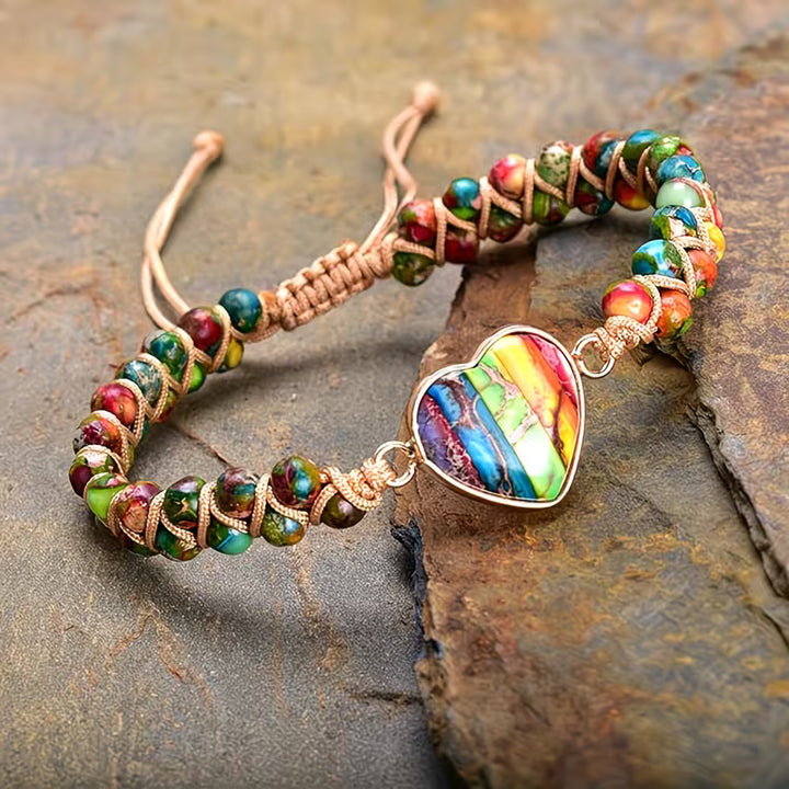 Zenith Zen Imperial Jasper Heart Chakra Bracelet - Rainbow variant