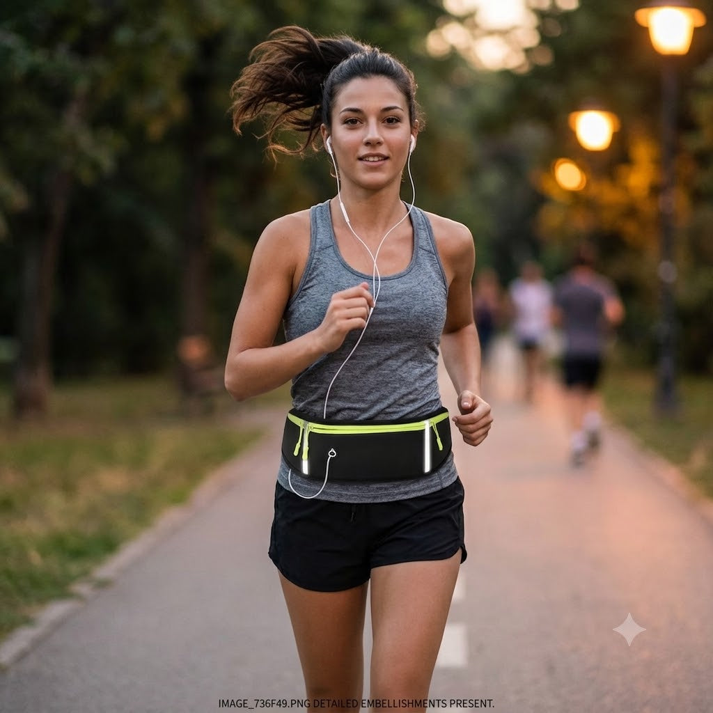 Unisex High-Visibility Running Waist Pack & Compression Storage Belt