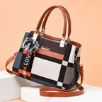 Chic Color-Block Plaid Satchel product image