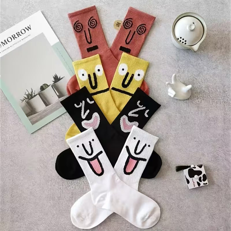 Women's Quirky Face Mid-Calf Socks (7-Pack)
