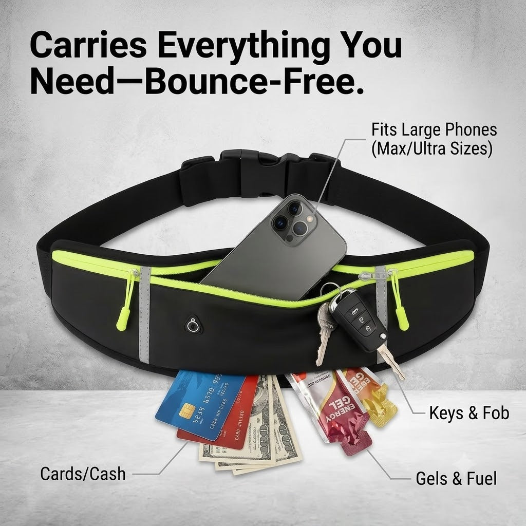 Unisex High-Visibility Running Waist Pack & Compression Storage Belt