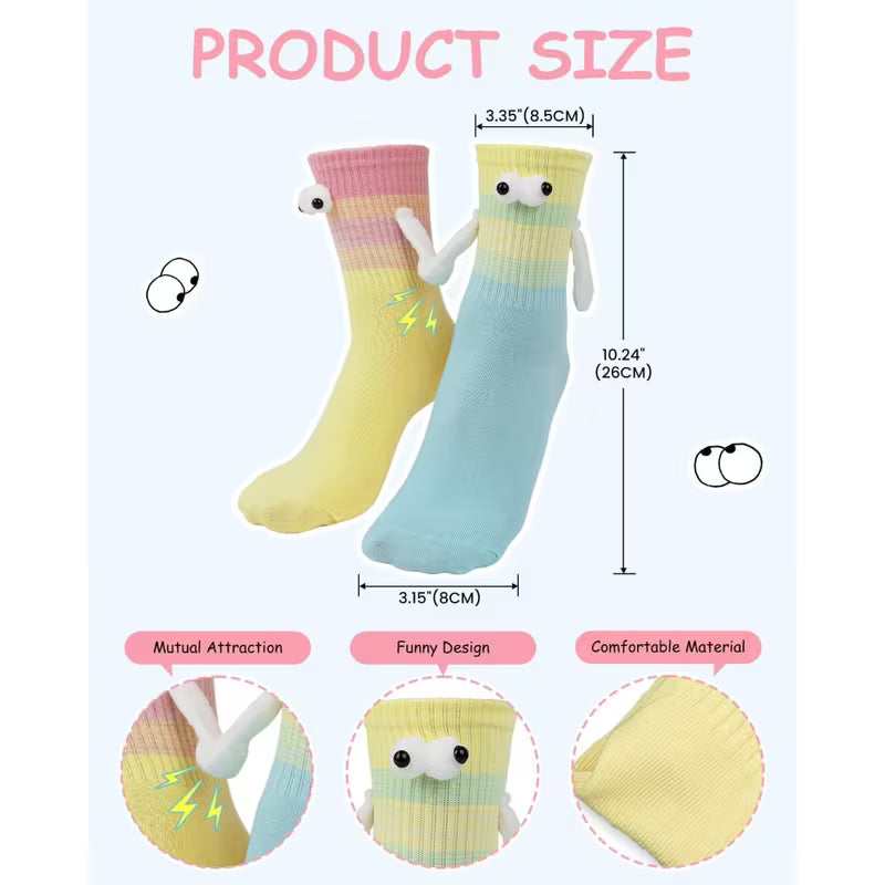 The Perfect Match: "SoleMates" Magnetic Hand-Holding Socks (8-Pack)