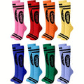 🖍️  Crayon-Themed Colorful Striped Knee-High Socks (8-Pack)