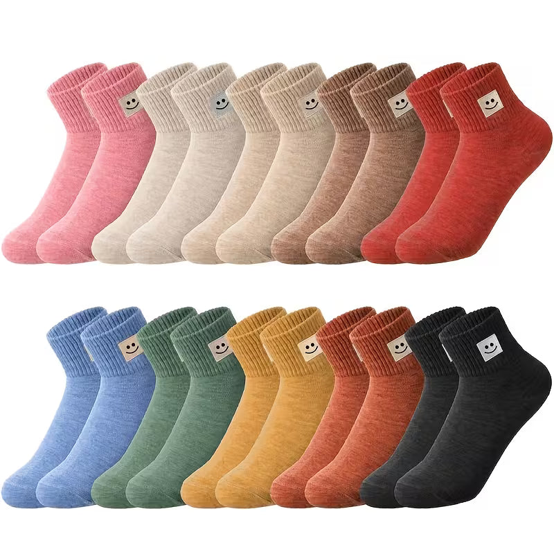 🙂 Women's Cozy Smiley Mid-Calf Socks (10-Pack)