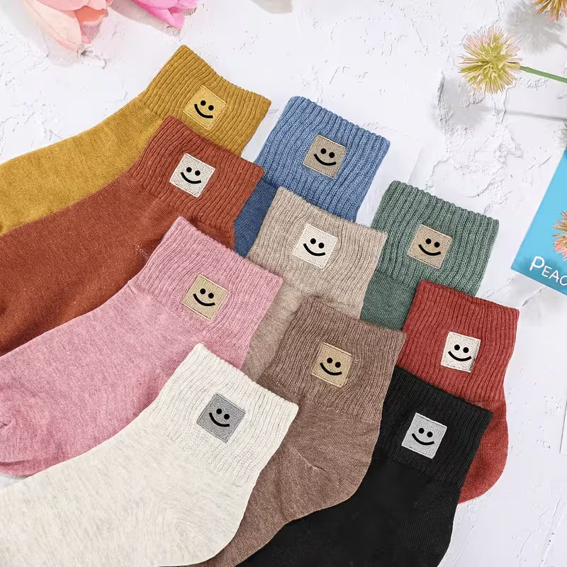 🙂 Women's Cozy Smiley Mid-Calf Socks (10-Pack)