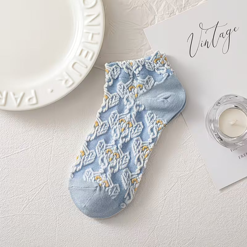 "Cottage Garden" Kids Vintage Floral Short Socks (5-Pair Pack)