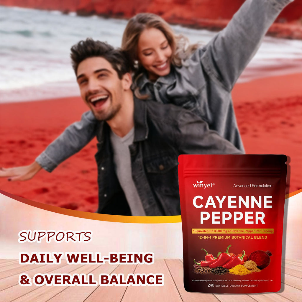 Advanced Circulation & Vascular Support – Chili Pepper + D3, K2 & Antioxidant Complex | 240 Softgels - Dawterson