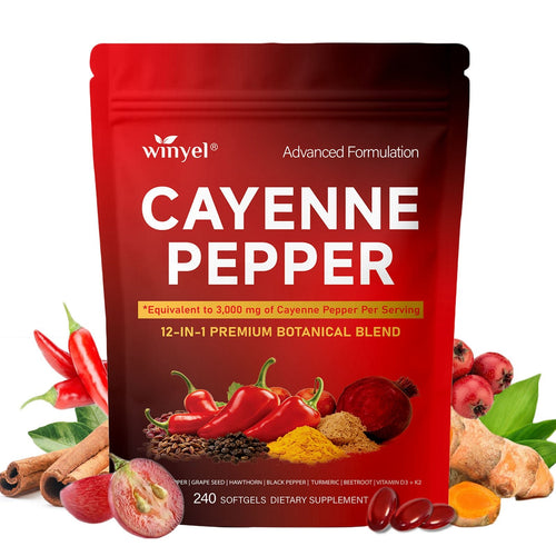 Advanced Circulation & Vascular Support – Chili Pepper + D3, K2 & Antioxidant Complex | 240 Softgels - Dawterson