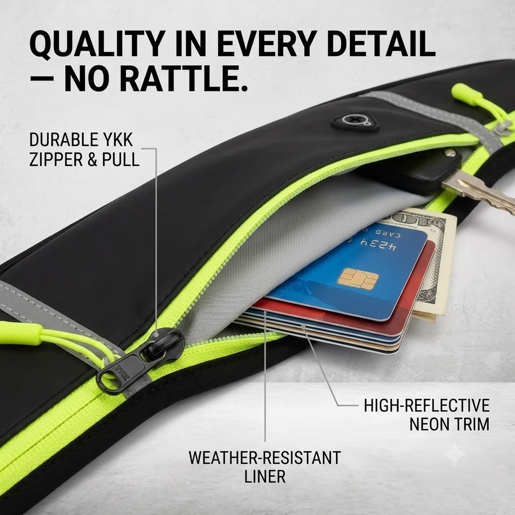Unisex High-Visibility Running Waist Pack & Compression Storage Belt