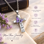 Be Still Butterfly Scripture Cross Necklace faith-inspired detail image