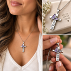 Be Still Butterfly Scripture Cross Necklace three-scene lifestyle collage