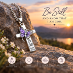 Be Still Butterfly Scripture Cross Necklace sunset faith image