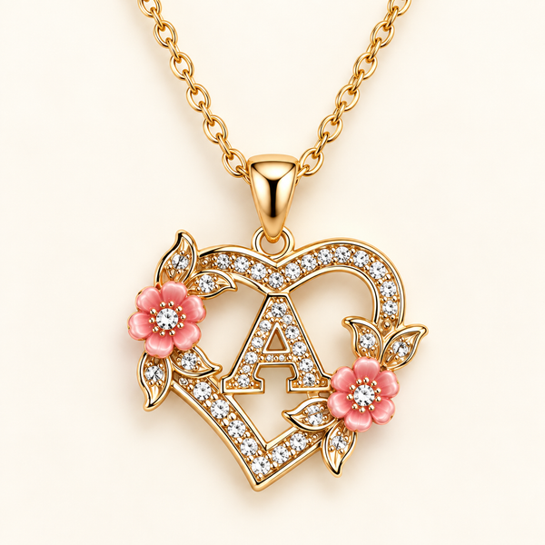 Blooming Initial Heart Necklace
