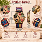 Bohemian Rainbow Vintage Quartz Watch product details infographic