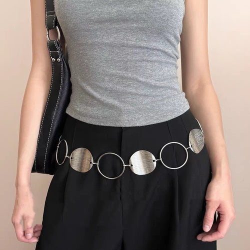 Boho Silver Disc Waist Chain - Dawterson