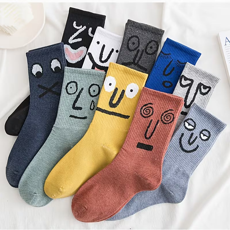 Women's Quirky Face Mid-Calf Socks (7-Pack)
