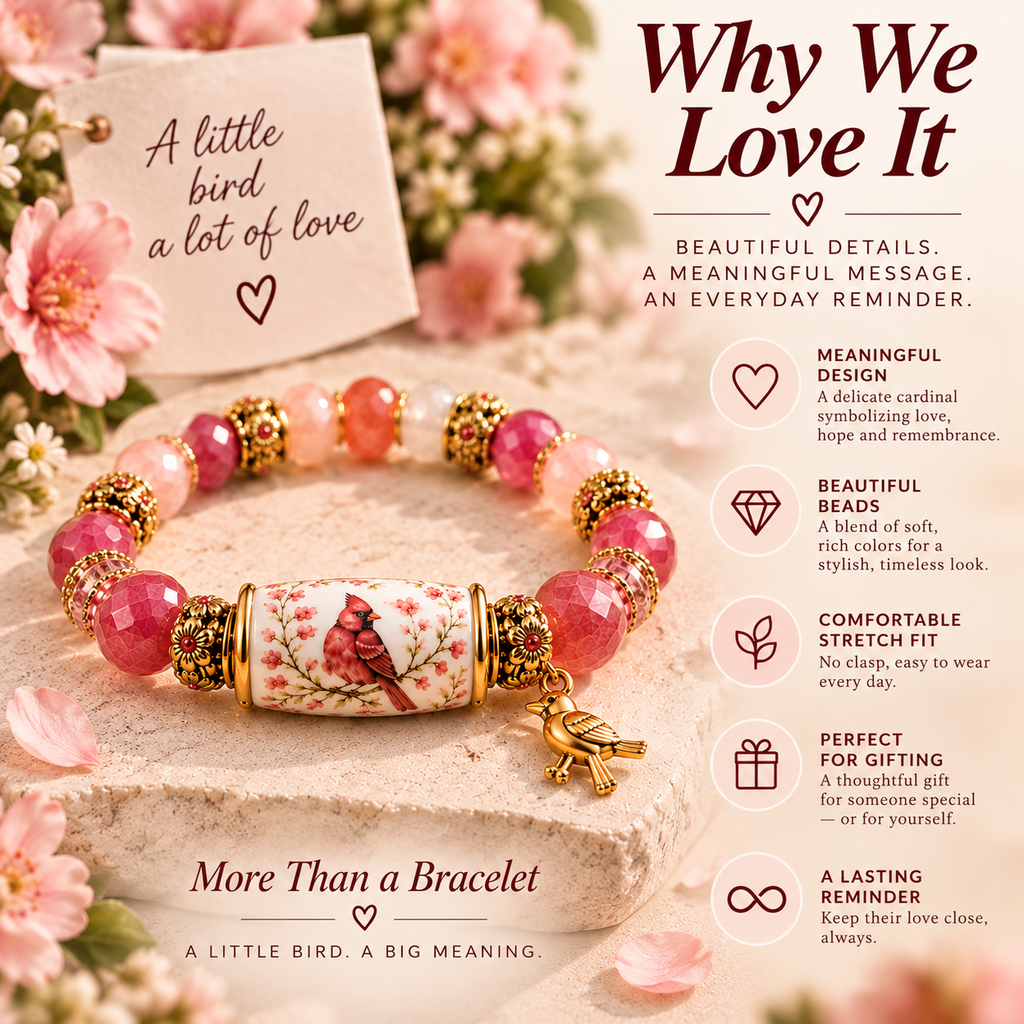 Why We Love It graphic for Cardinal in Bloom Keepsake Bracelet