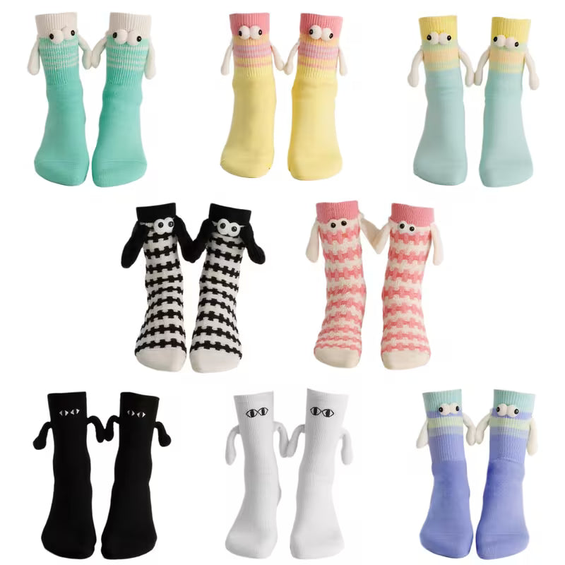 The Perfect Match: "SoleMates" Magnetic Hand-Holding Socks (8-Pack)