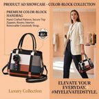 Chic Color-Block Plaid Satchel – Women’s Handbag with Pom-Pom Charm - Dawterson