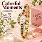 Colorful Moments Rhinestone Bracelet Watch hero image with single row of multicolor stones