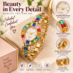 Colorful Moments Rhinestone Bracelet Watch feature details image