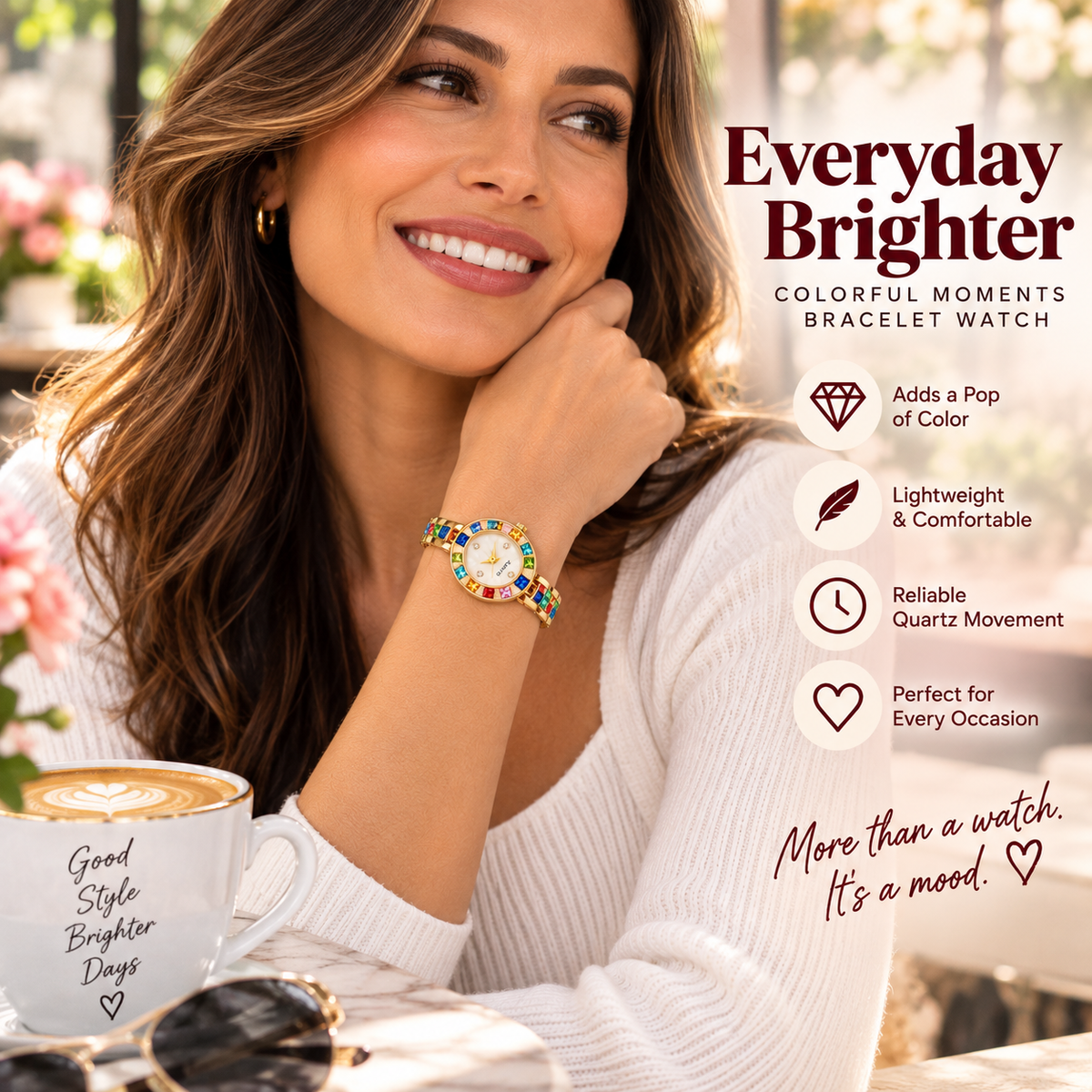 Colorful Moments Rhinestone Bracelet Watch Everyday Brighter lifestyle image
