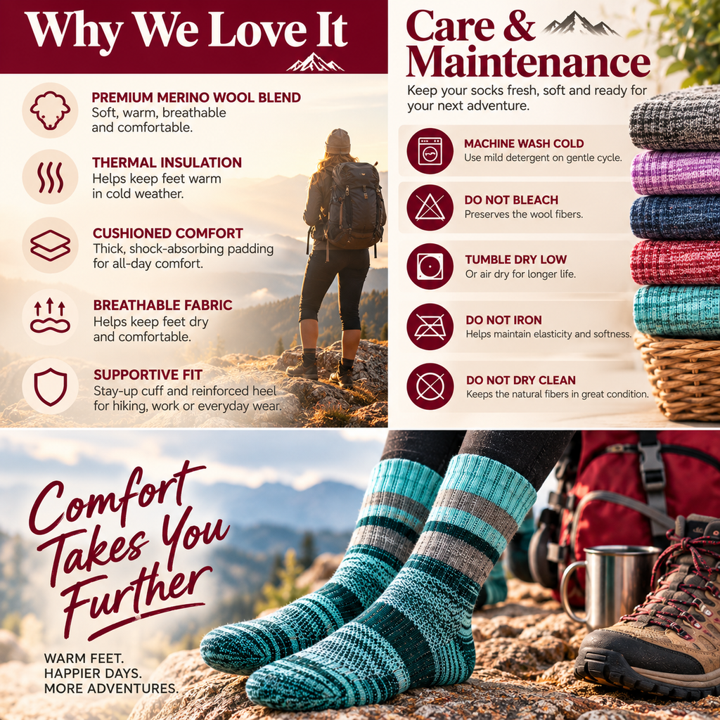 Cozy Merino Wool Hiking Socks why we love it and care maintenance