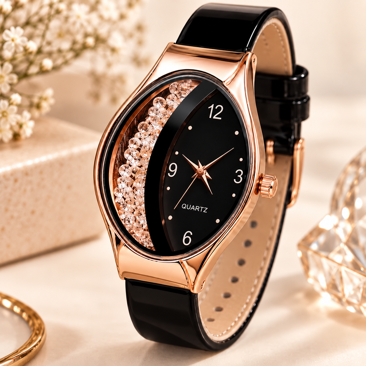 Crystal Arc Women's Crystal-Accent Quartz Watch hero with 12, 3, 6 and 9 dial