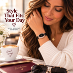 Crystal Arc women's quartz watch lifestyle image with horizontal oval watch face