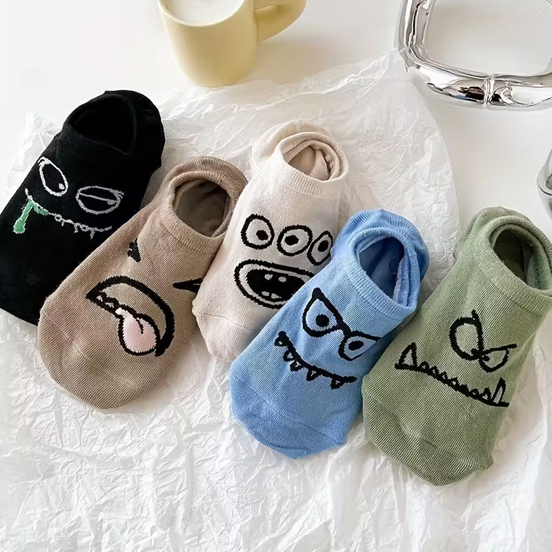 Kids Expression Session: "Mood Swing" Cartoon Ankle Socks (5- Pack)