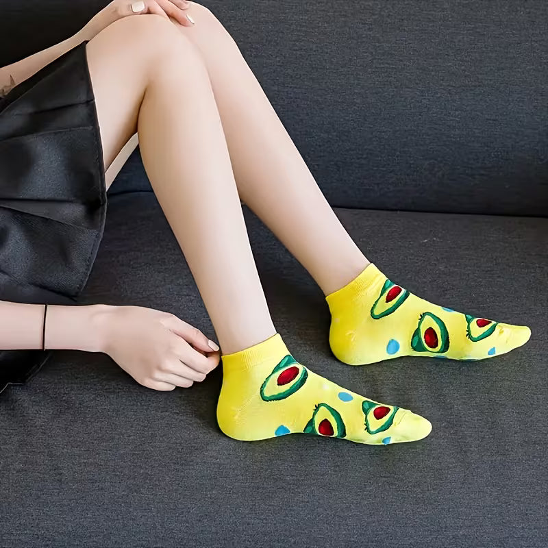 🍓 Spring & Summer Fruit Pattern Casual Short Socks (10-Pack)