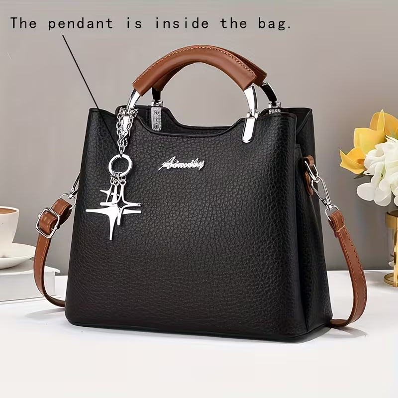 Modern Two-Tone Commuter Satchel - Black variant