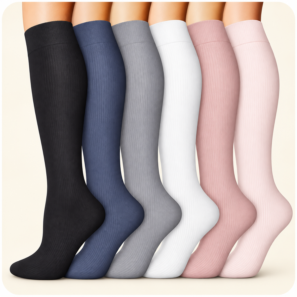 Everyday Support knee-high compression socks six-pair neutral assortment