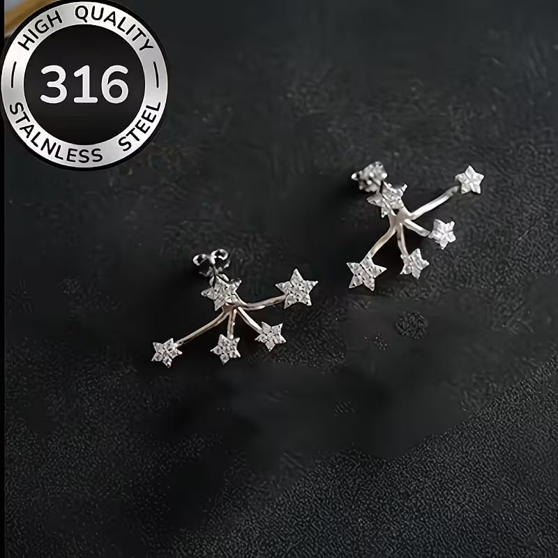 316 Stainless Steel Five-Star Ear Jacket Studs