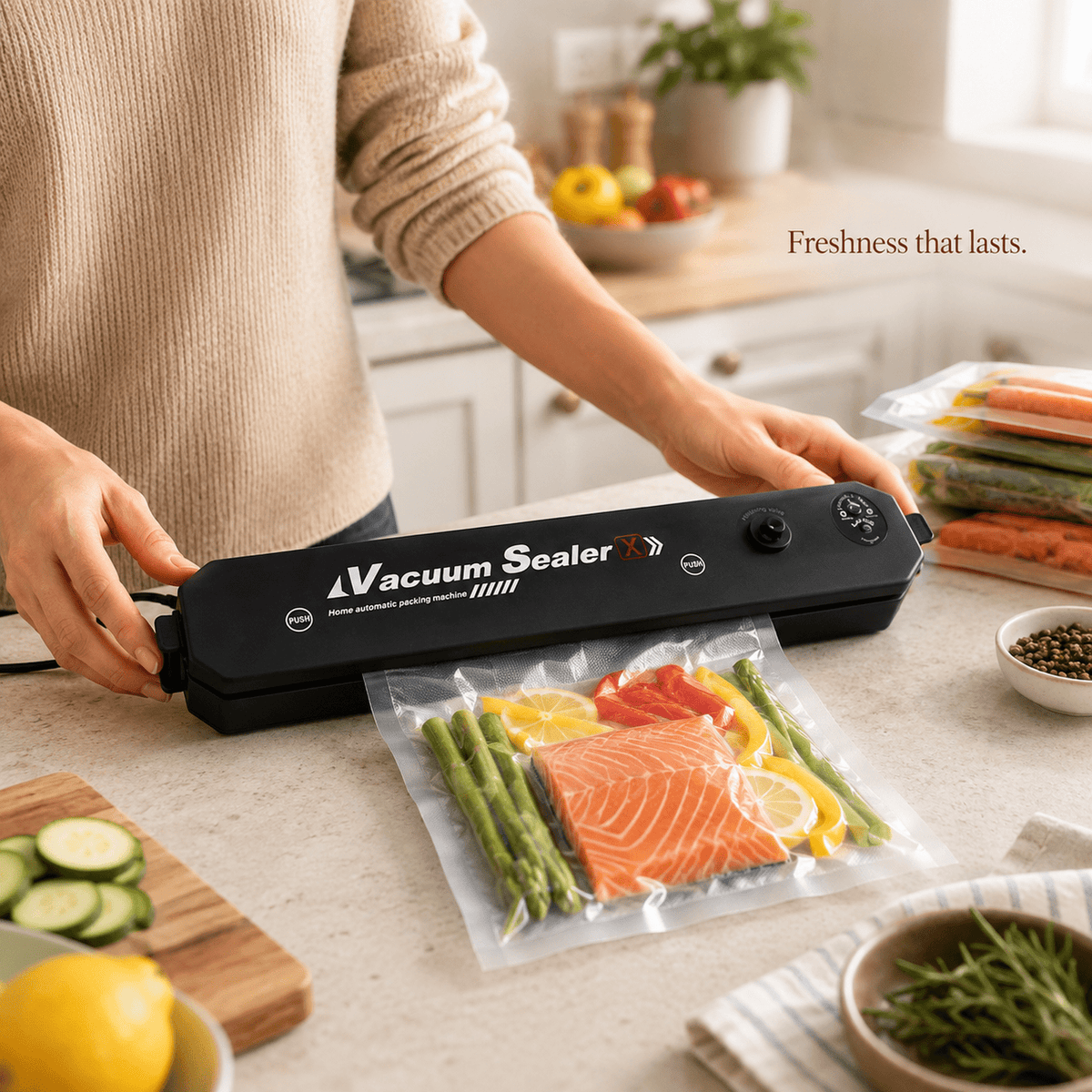 FreshLock Automatic Vacuum Sealer Kit + 50 Bags - Dawterson