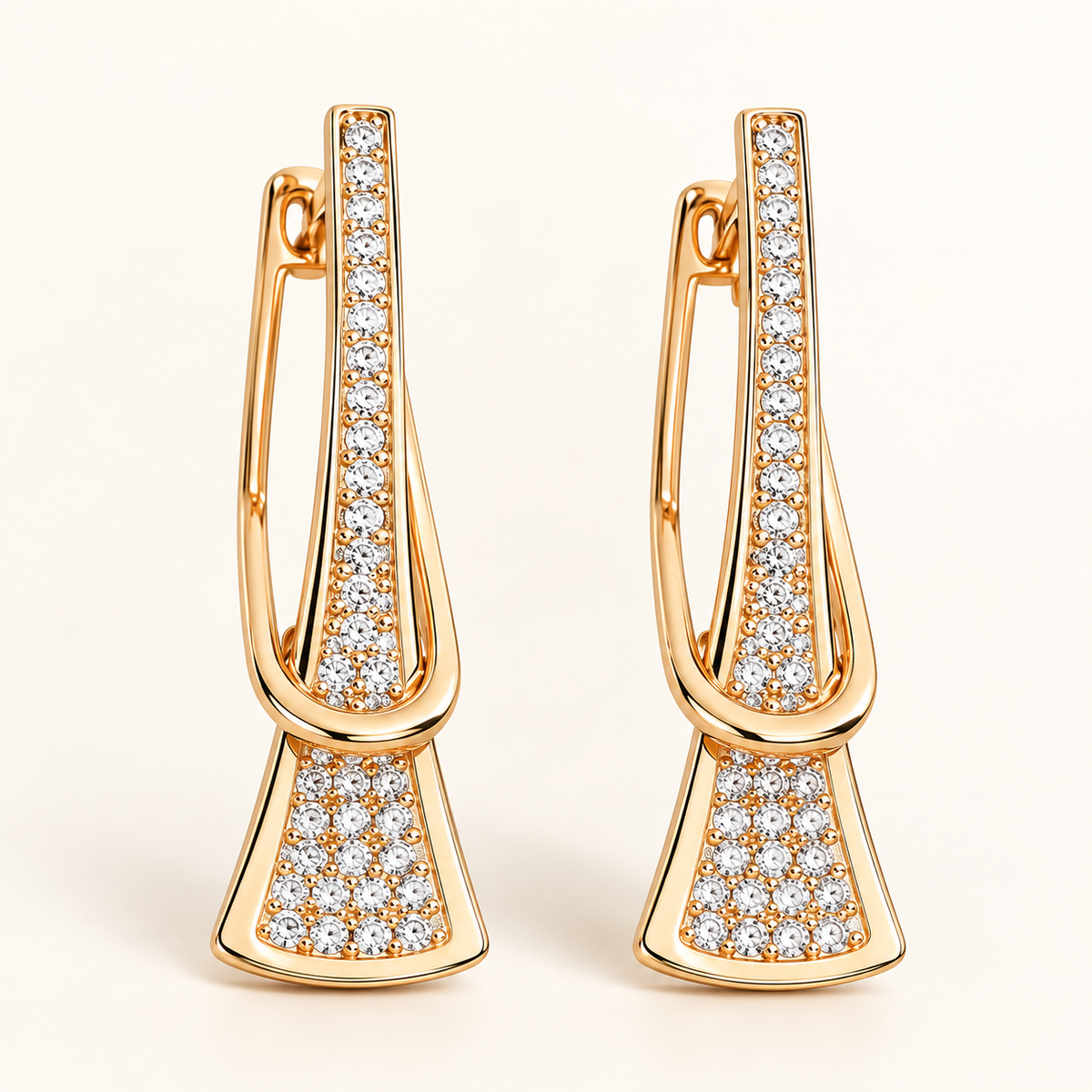 Golden Glow crystal drop earrings in champagne gold tone