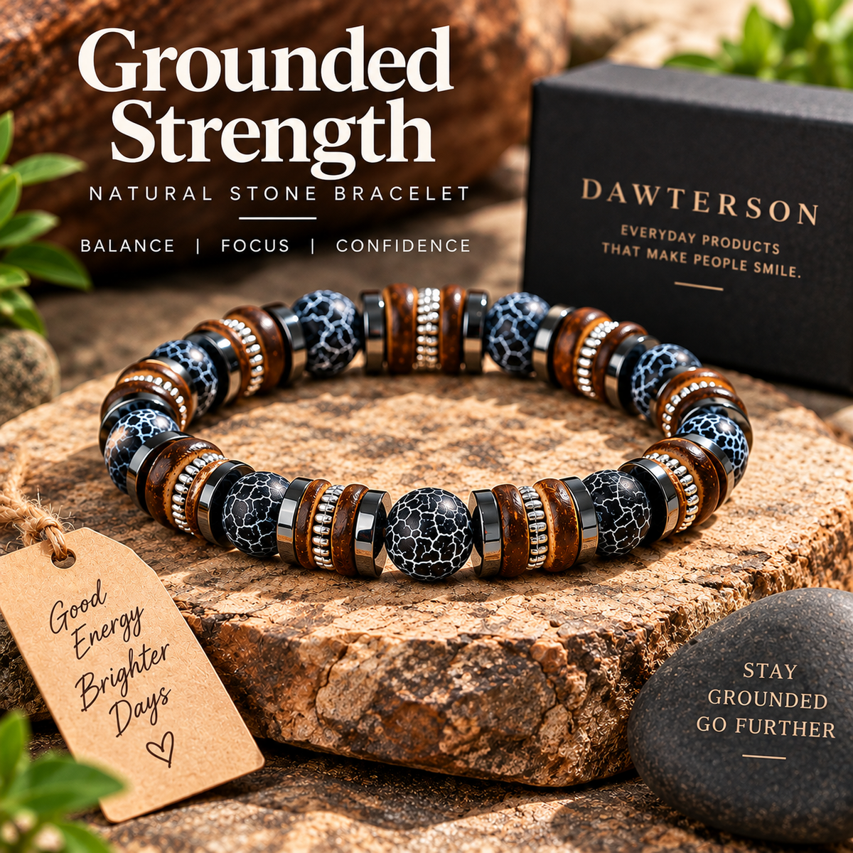 Grounded Strength Earth-Tone Stone Bracelet hero image