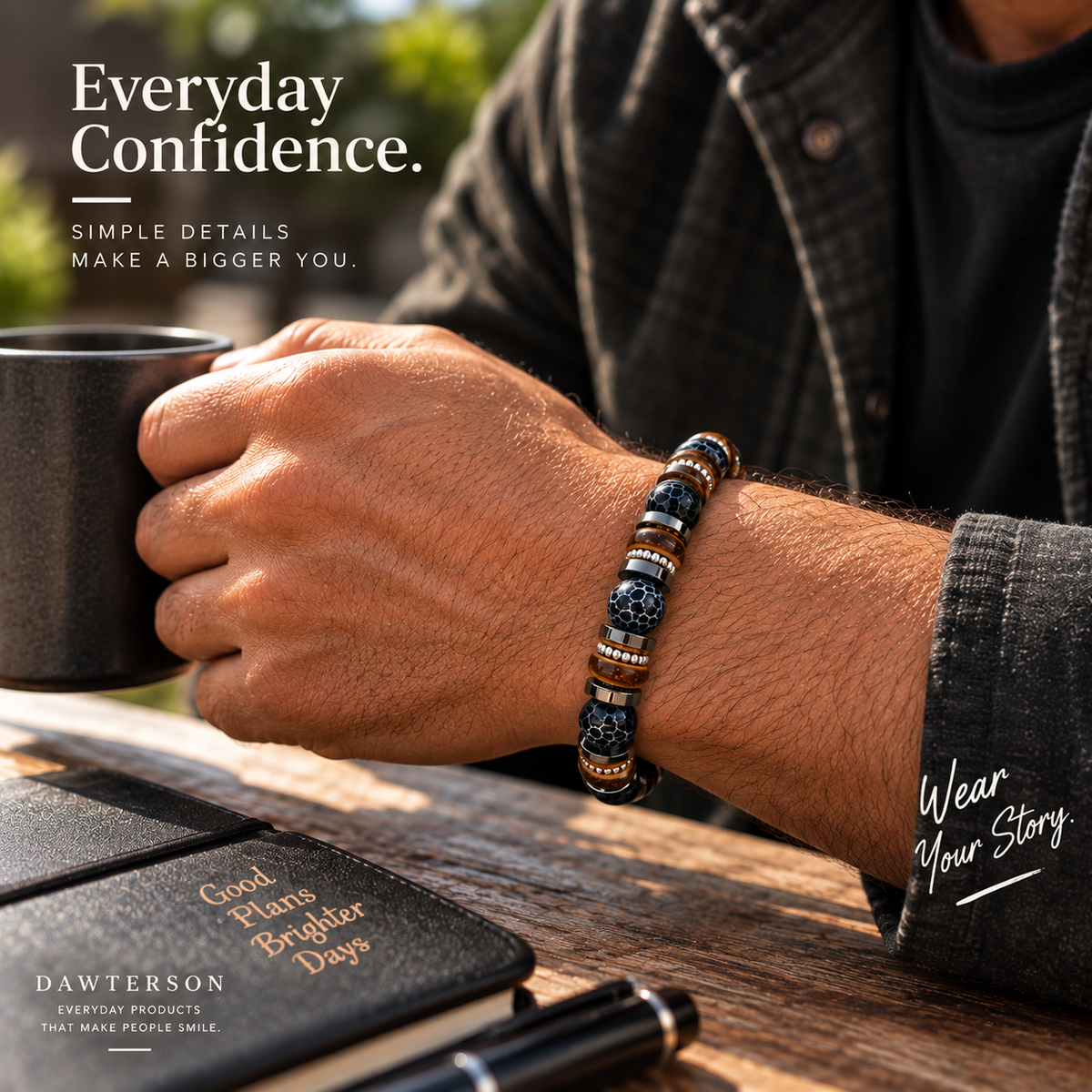 Grounded Strength Earth-Tone Stone Bracelet everyday lifestyle image