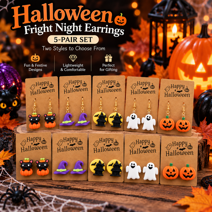 Halloween Fright Night Earrings — 5-Pair Set