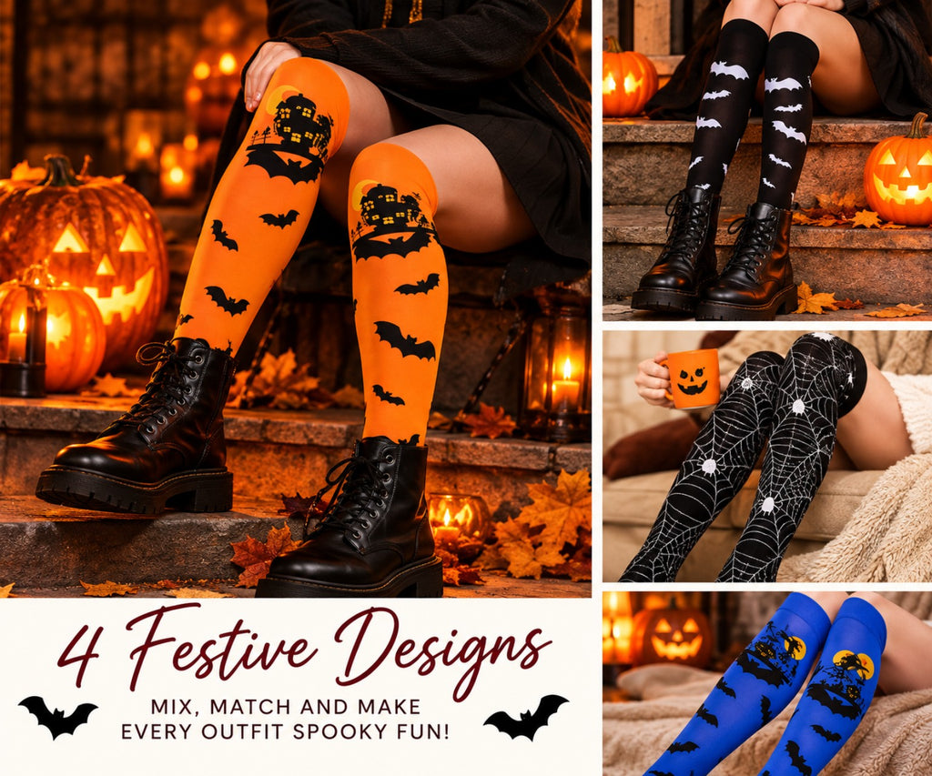 Halloween Over-the-Knee Socks - 4 Festive Designs