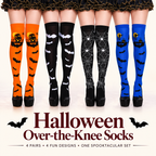 Halloween Over-the-Knee Socks 4-Pair Set - four designs