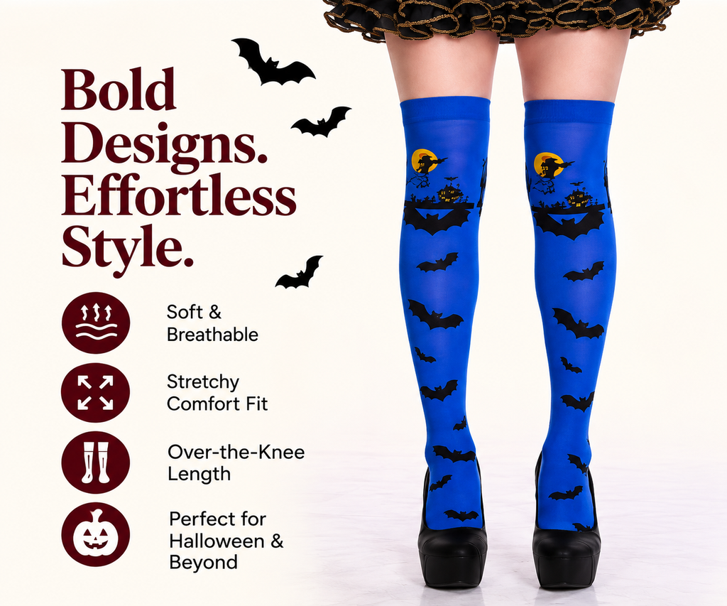 Halloween Over-the-Knee Socks - Bold Designs Effortless Style