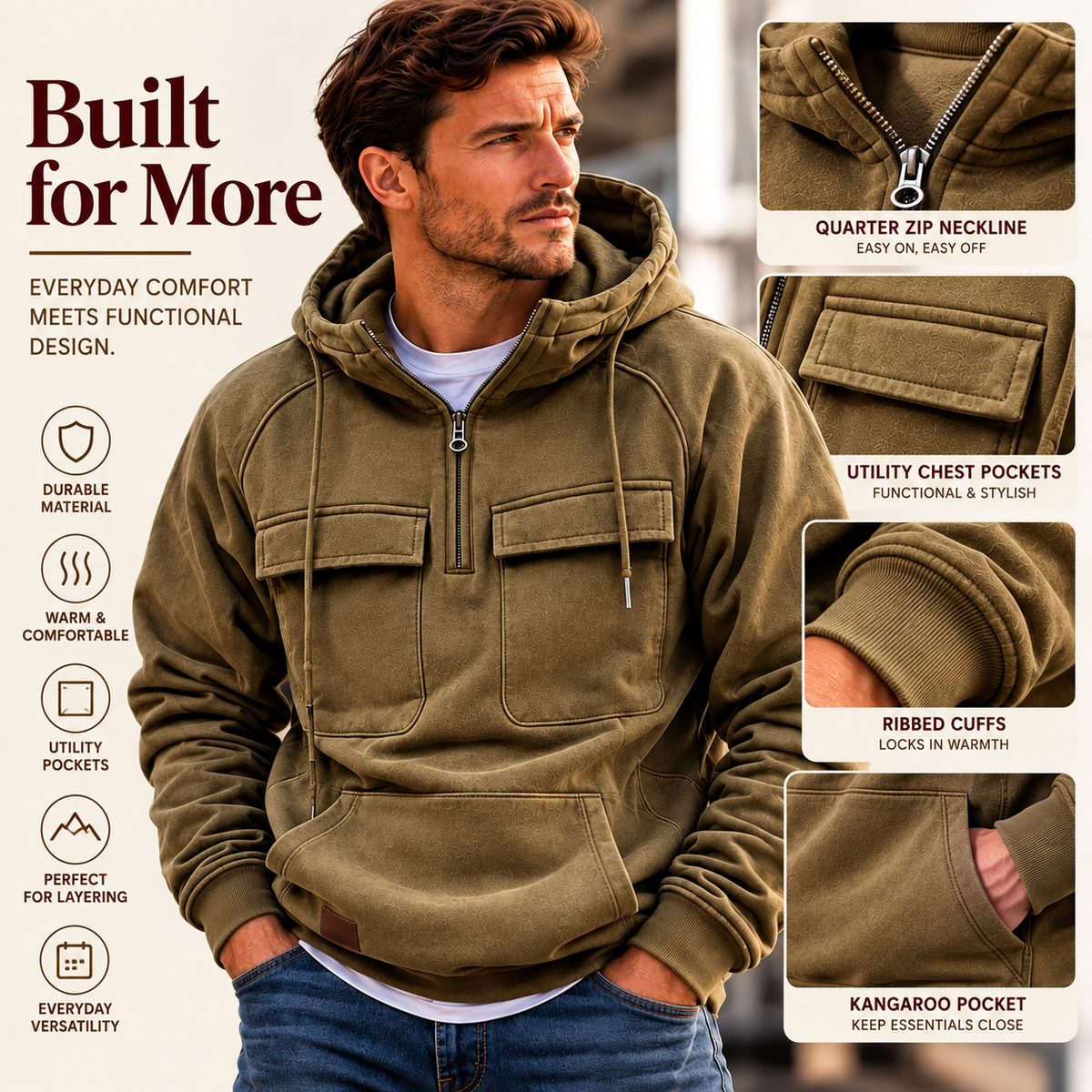 Men's Heritage Utility Pullover Hoodie — Built for More product details