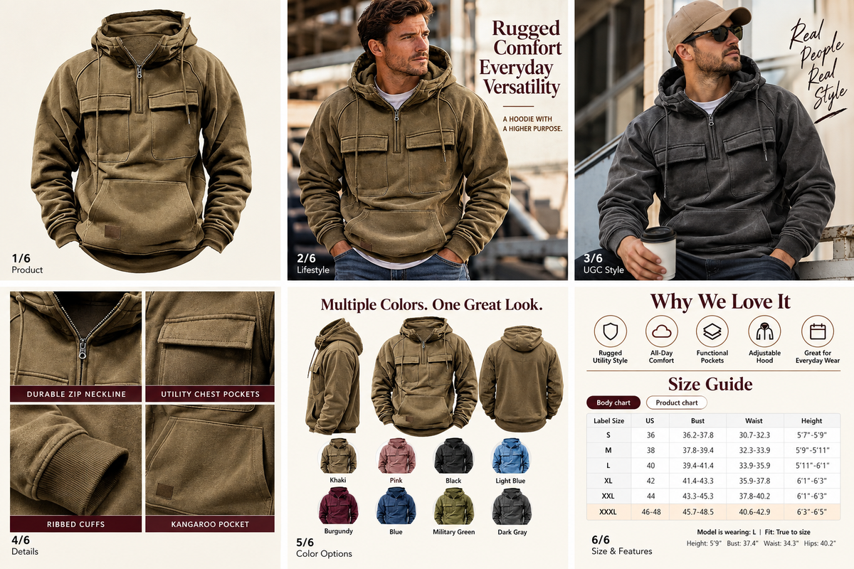 Men's Heritage Utility Pullover Hoodie six-image gallery