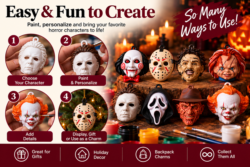 Horror ornament set care and painting tips