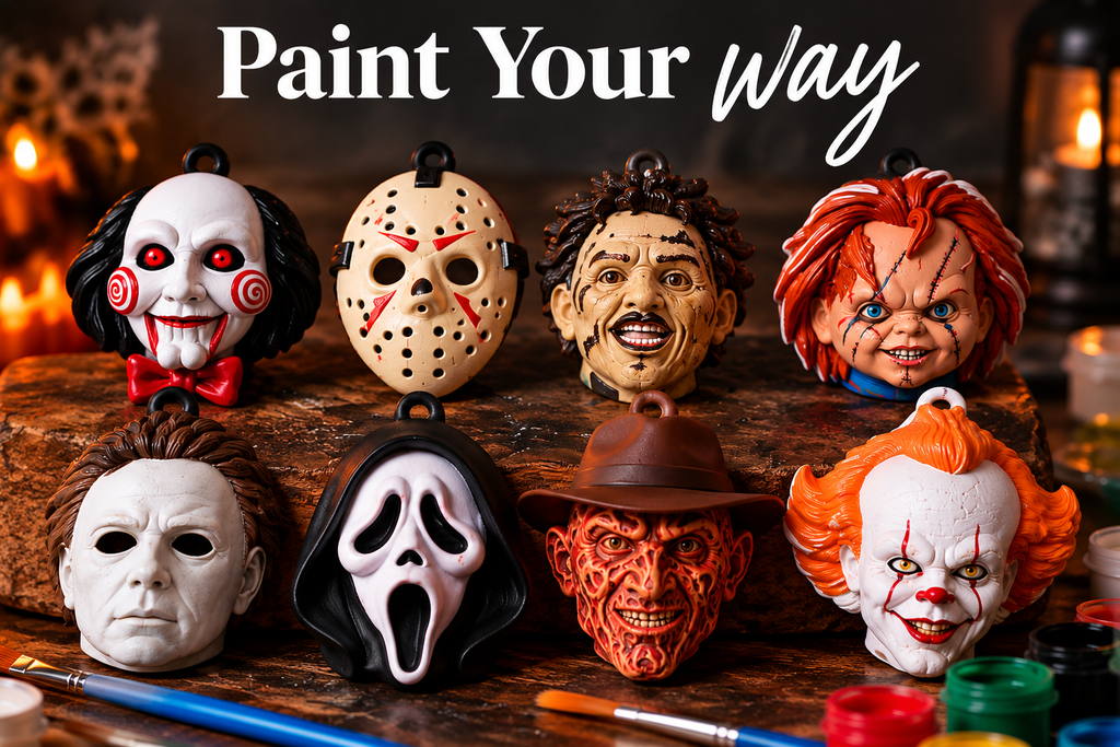Paint Your Way eight-piece horror ornament set